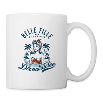 super belle fille décontractée de la plage - Mug blanc - blanc - Droite