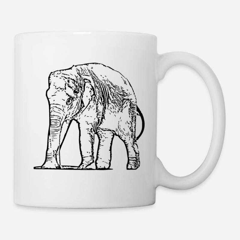 Elefant Baby schwarz - Tasse - Weiß