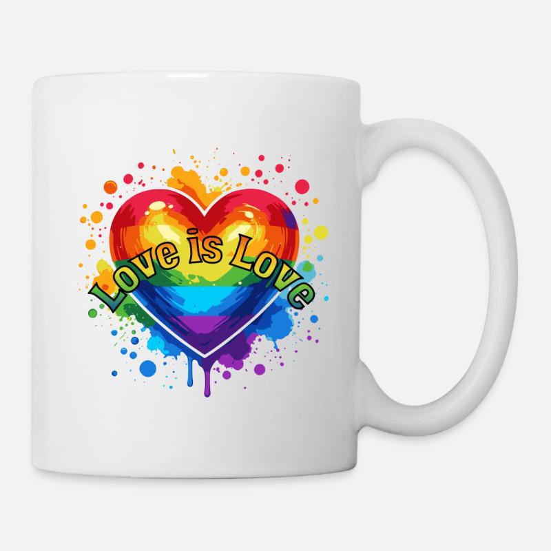 Love is Love - Rainbow Heart - Tasse - Weiß