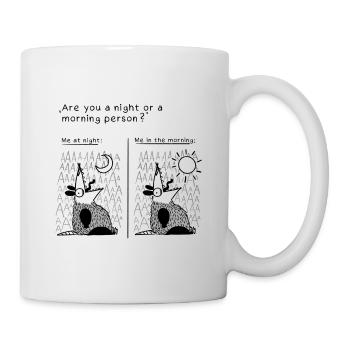 "Are you a night or a morning person?" - Opossum - Tasse - Weiß - Rechts