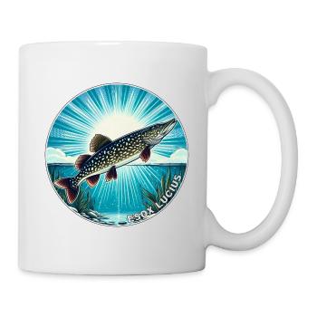 Hecht Angeln Fisch Raubfisch - Tasse - Weiß - Rechts
