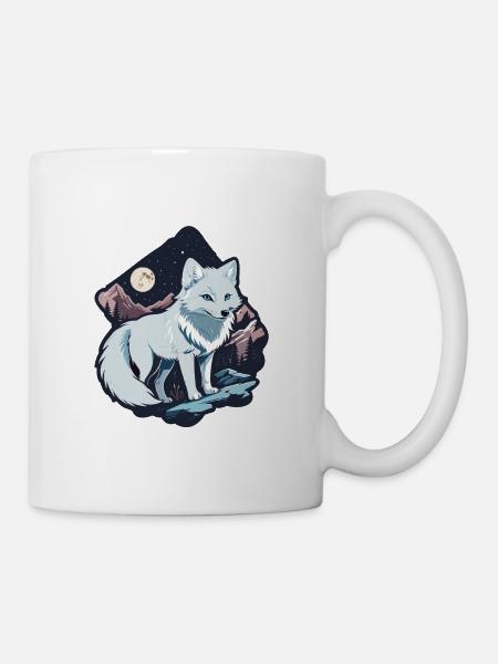 Polarfuchs Mond Sterne Skandinavien Fuchs Polar - Tasse - Weiß