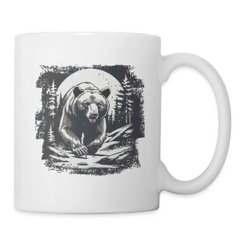 Bear Scandinavia Brown Bear Moon Forest Nature Sweden - Mug - white - Right
