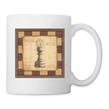 Schach König / Königin. Altmodischer vintage Stil. - Tasse - Weiß - Rechts