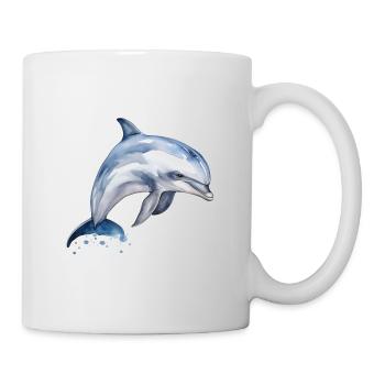 Aquarell Delphin - Tasse - Weiß - Rechts