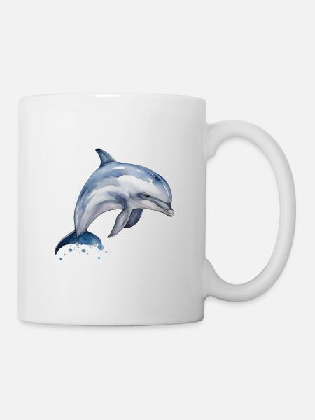 Aquarell Delphin - Tasse - Weiß
