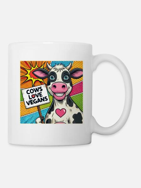 Les vaches adorent les végétaliens Popart - Mug blanc - blanc