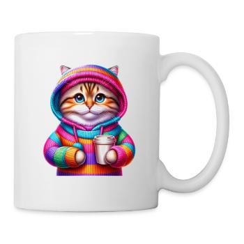 Bunte Katze - Tasse - Weiß - Rechts