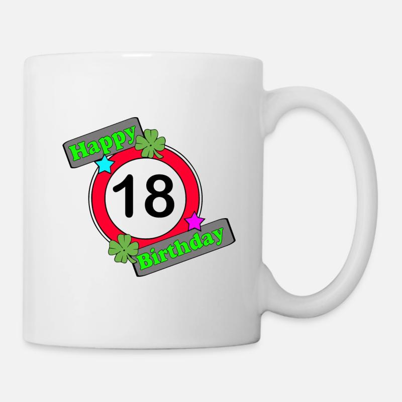 18e anniversaire de naissance , Âge de la majorité , Joyeux anniversaire 18 (25 - Mug blanc - blanc