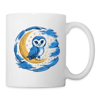 Eule Mond Sterne Nachthimmel - Tasse - Weiß - Rechts