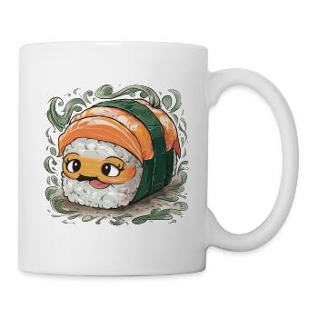 Niedliche Sushi Fisch Reis Japanisches Essen - Tasse - Weiß - Rechts