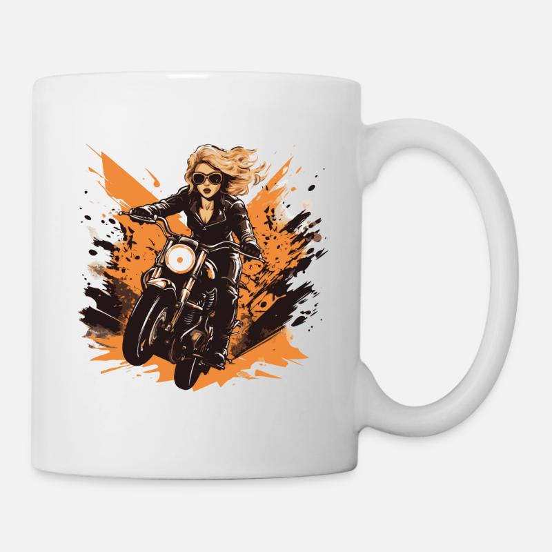 Frau Motorrad Biker Girl - Tasse - Weiß