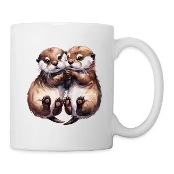 Cuddling Otters - Mug - white - Right
