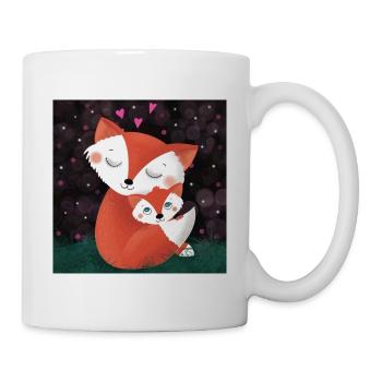 Mother's love between fox mom and her fox baby - Mug - white - Right