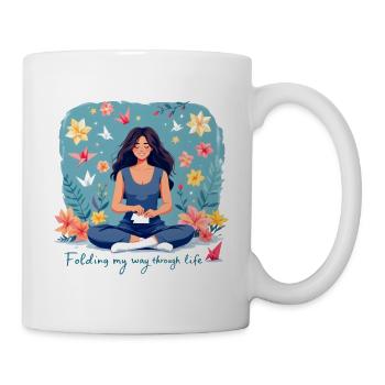 Folding my way through life - Origami falten - Mug - white - Right