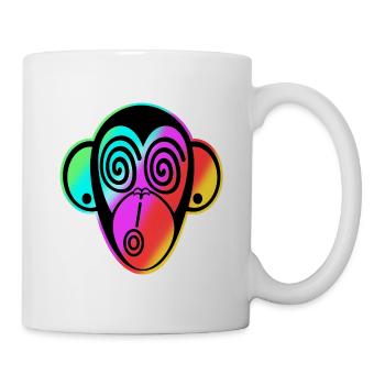 Schmooze Monkey classic design: RAINBOW MONKEYHEAD - Mug - white - Right