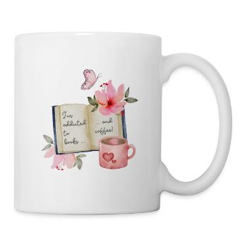 Addicted to books and coffee - Tasse - Weiß - Rechts