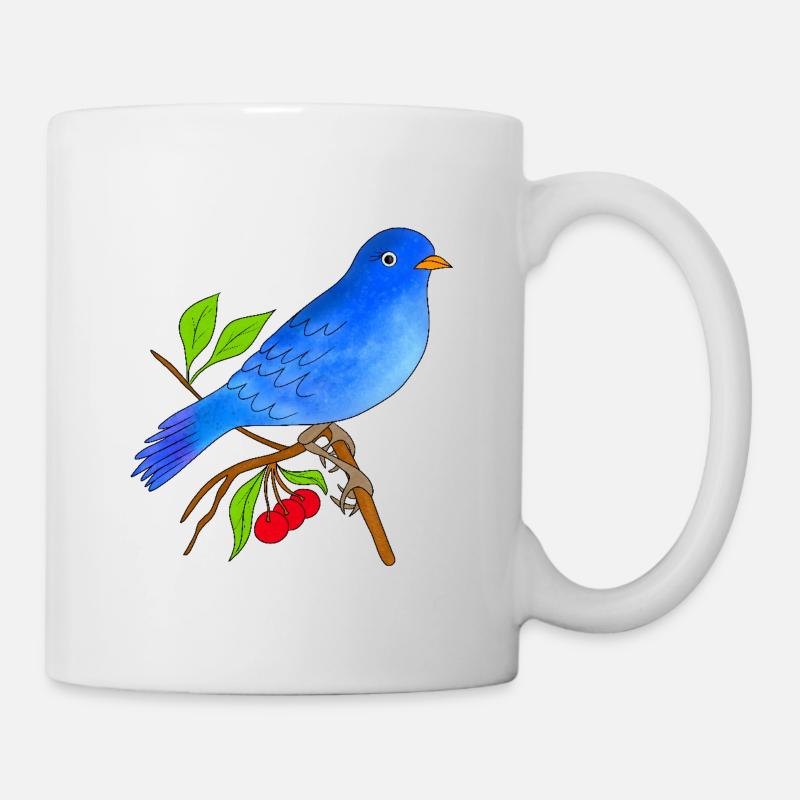 Oiseau bleu - Mug blanc - blanc