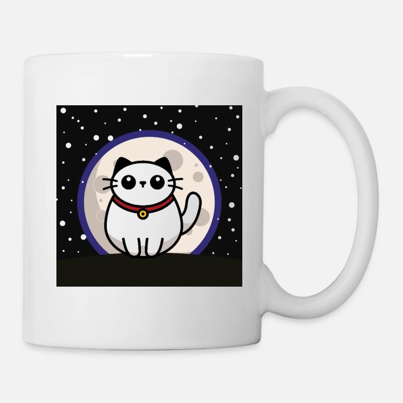 Die Katze und der Mond - Tasse - Weiß