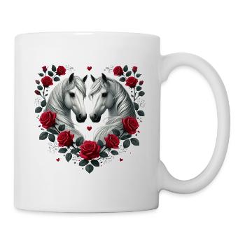 Chevaux et Roses Design Romantique Saint-Valentin - Mug blanc - blanc - Droite