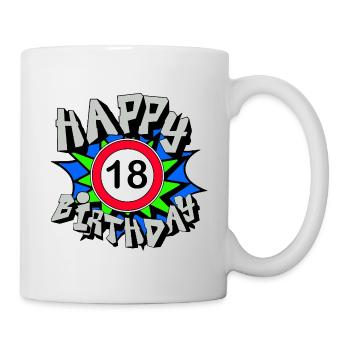 18e anniversaire , Joyeux 18 anniversaire Cadeau (25) - Mug blanc - blanc - Droite