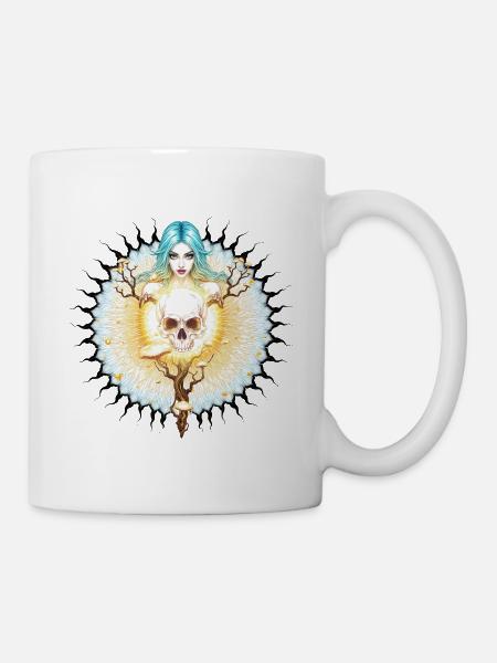 Totenkopf Frau - Tasse - Weiß