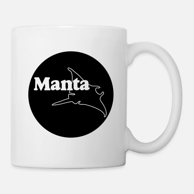 Rochen , Mantarochen , Manta Button , Aufkleber - Tasse - Weiß