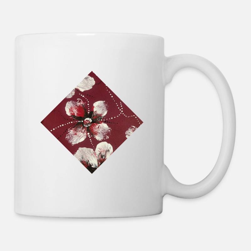 Dunkelrotes Design - Tasse - Weiß