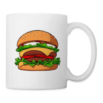 beef hamburger burger fast food, junk food - Tasse - Weiß - Rechts