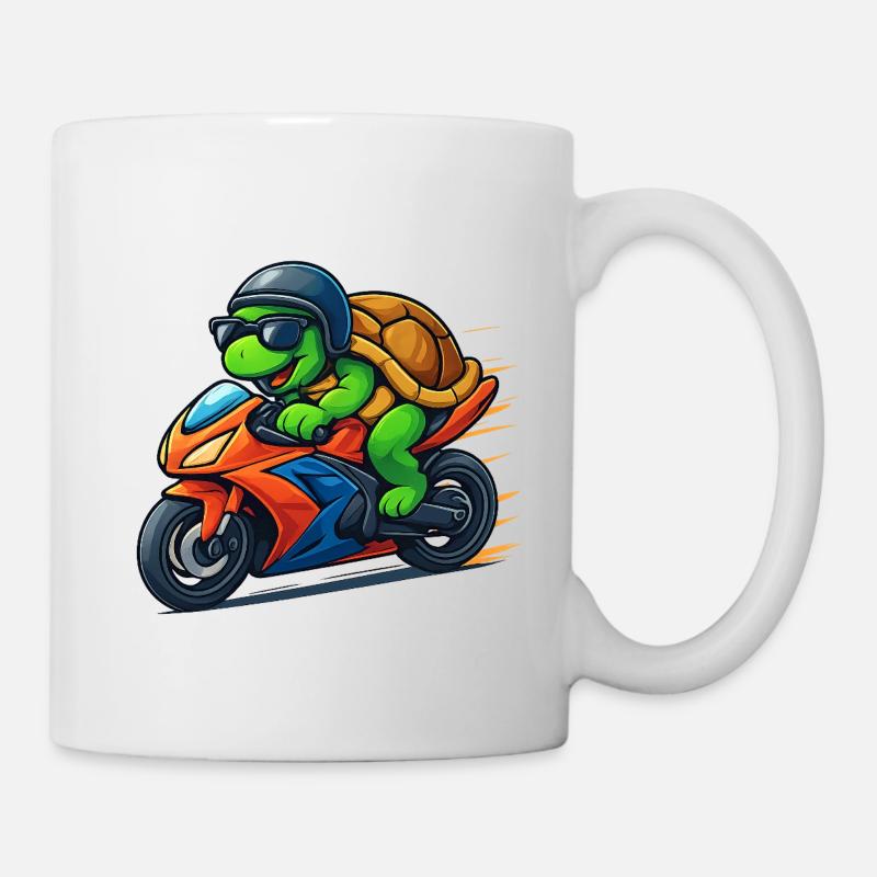 Schildkröte Biker - Tasse - Weiß