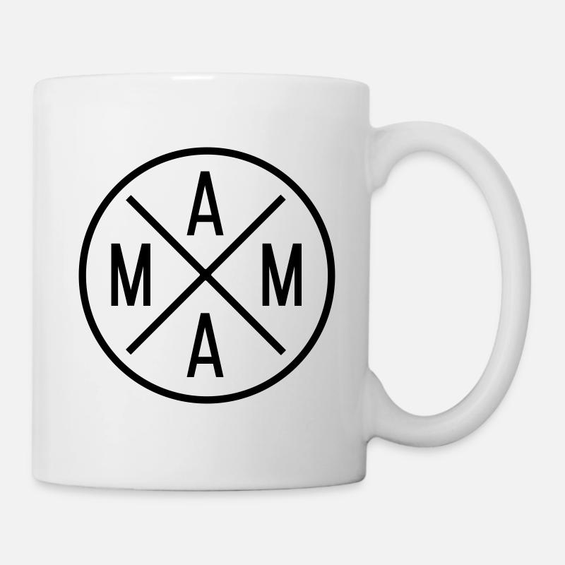 Mama Kreis mit Kreuz / Farbwechsel - Tasse - Weiß