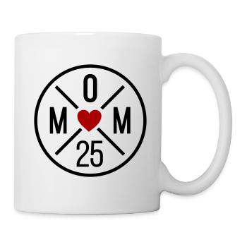 Maman 25 Cercle avec Coeur Maman Fête des Mères - Mug blanc - blanc - Droite