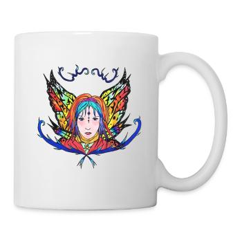 Femme Papillon Arc en Ciel - Mug blanc - blanc - Droite