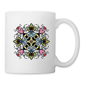 Abeille Heureuse / Abeille / Fleur / Mandala / Amour / Cœur - Mug blanc - blanc - Droite