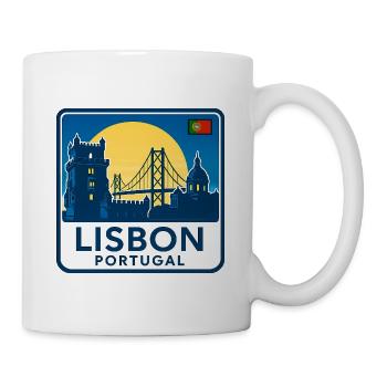 Lisbon Skyline at Sunset - Mug - white - Right