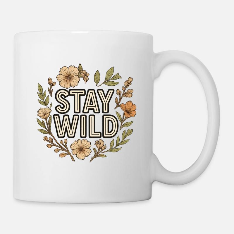 Couronne florale Stay Wild - Mug blanc - blanc