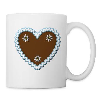 Lebkuchenherz Edelweiss + Dein Text / Gingerbread - Tasse - Weiß - Rechts