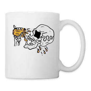 Bier trinkender Totenkopf - Tasse - Weiß - Rechts