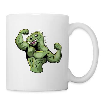 Muscle T-Rex - Dinosaur Tyrannosaurus Rex Gym - Mug - white - Right