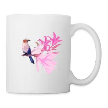 Oiseau avec des fleurs - Mug blanc - blanc - Droite