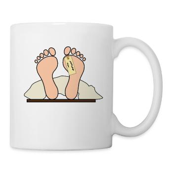 Feet feet label blanket - Mug - white - Right