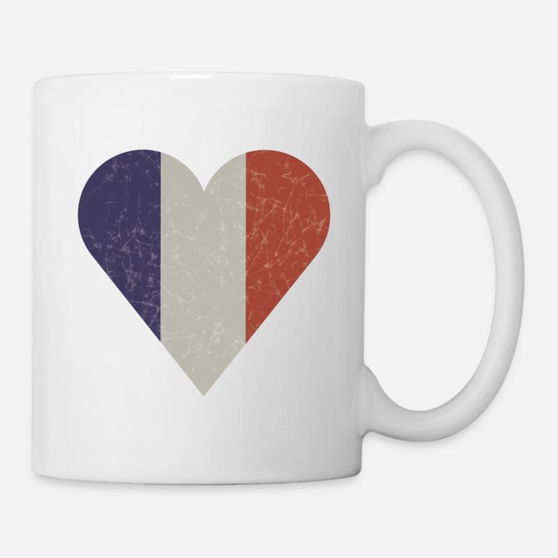 Herz Frankreich vintage - Tasse - Weiß