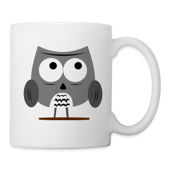 Eule - Coole Eulen - Grumpy Owl - Grau - Tasse - Weiß - Rechts