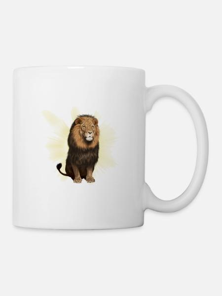 Lion assis - Mug blanc - blanc