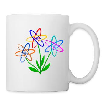 flower power, atom, atomic nucleus, flowers nuclear energy - Mug - white - Right
