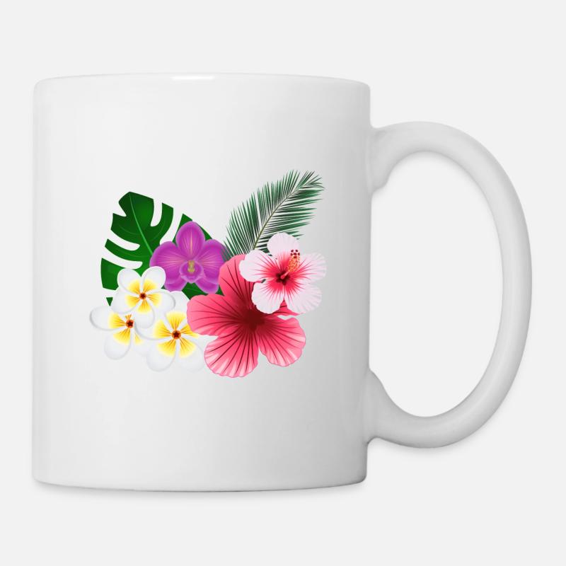 Fleurs tropicales et fleurs - Mug blanc - blanc