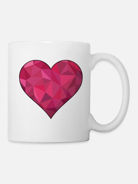 Herz Polygon Liebe Paare JGA Hochzeit Symbol rot - Tasse - Weiß