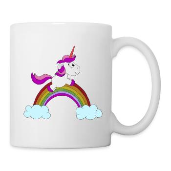 Einhorn Regenbogen Wolke Unicorn - Tasse - Weiß - Rechts