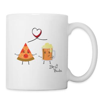 Pizza et bière - Best Buds - Leibl Designs - Mug blanc - blanc - Droite