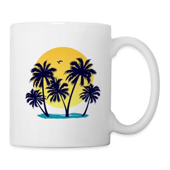 Palm trees, beach and sunset - Mug - white - Right